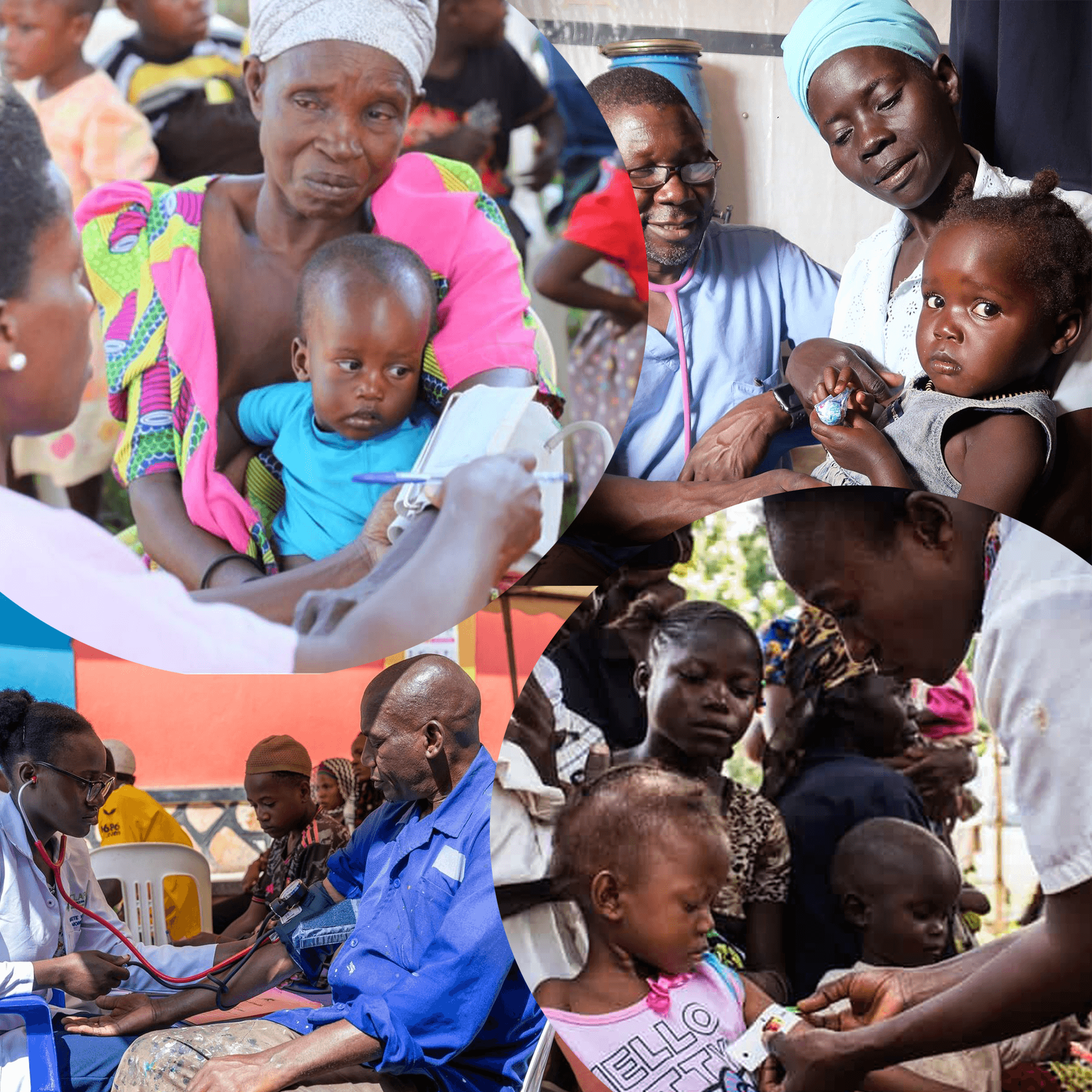 Healthcare volunteers helping community members